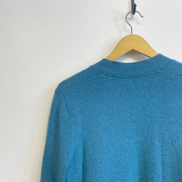 L.L. Bean 100% Cashmere Teal Cardigan Sweater - Picture 9 of 11
